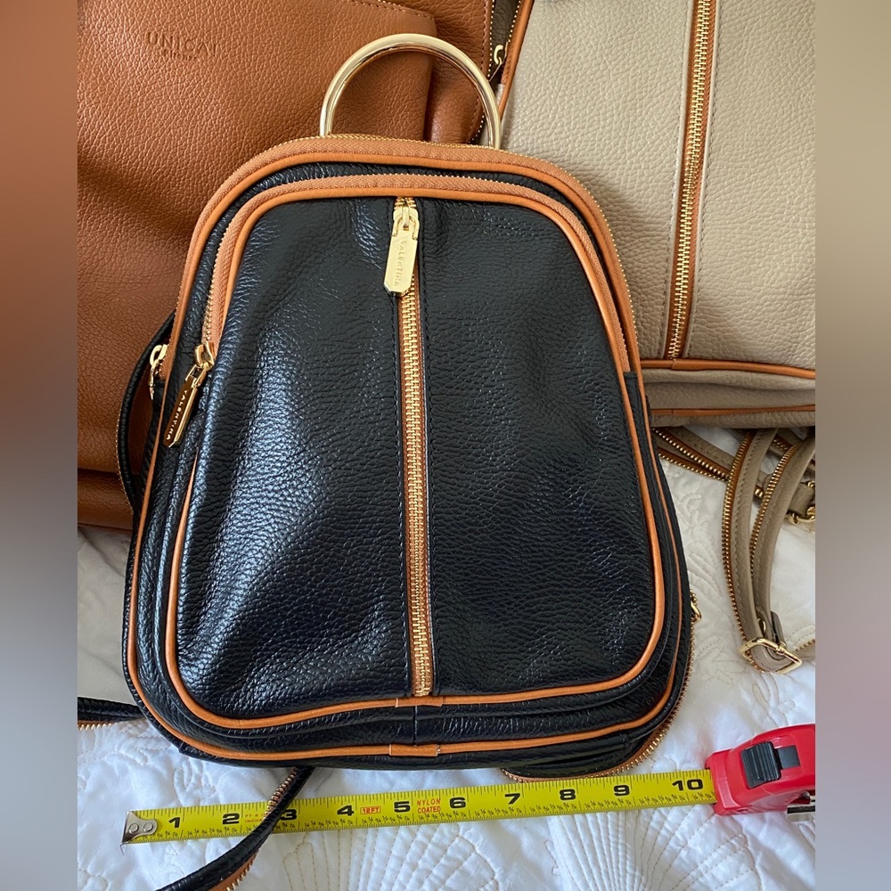 VALENTINA Italy Leather convertible black Backpack Sling Bag NWOT Travel bliss!